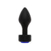 ANAL PLUG AL ALLOY MEDIUM BLACK WITH BLUE JEWEL