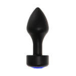 ANAL PLUG AL ALLOY MEDIUM BLACK WITH BLUE JEWEL