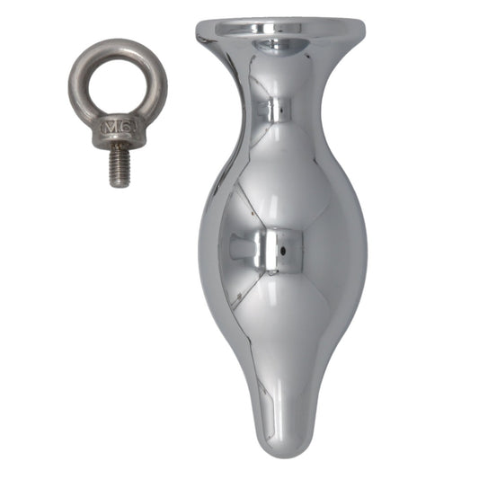 Stainless Teardrop Anal Plug with Removable Handle, Large