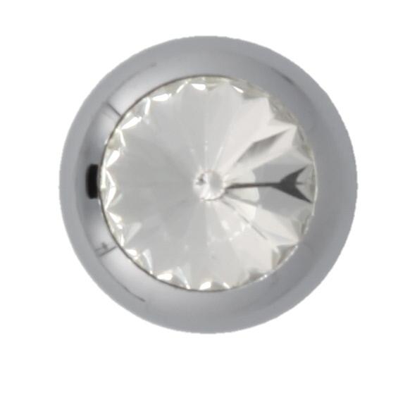 Alloy Butt Plug with Clear Jewel, Stainless Medium