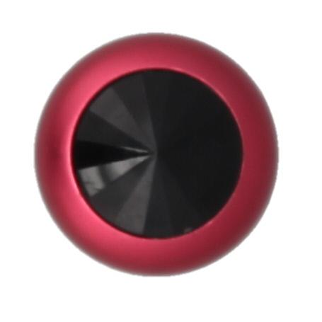 Alloy Butt Plug with Black Jewel, Red Small