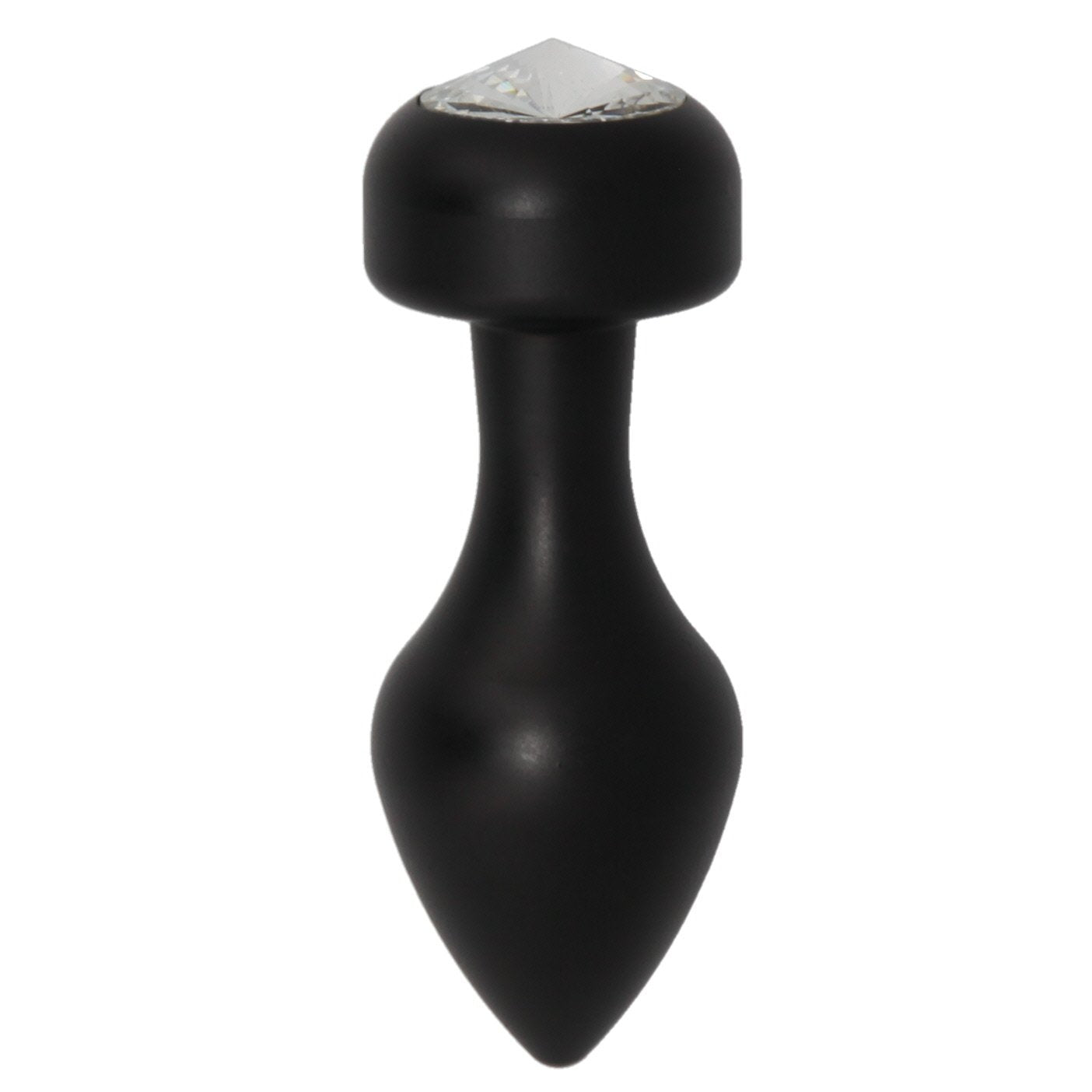 Alloy Butt Plug with Clear Jewel, Black Large