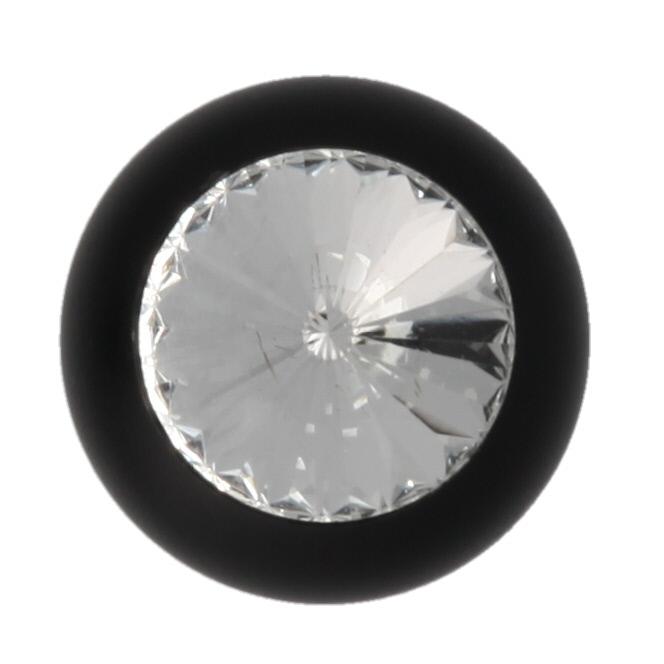 Alloy Butt Plug with Clear Jewel, Black Large