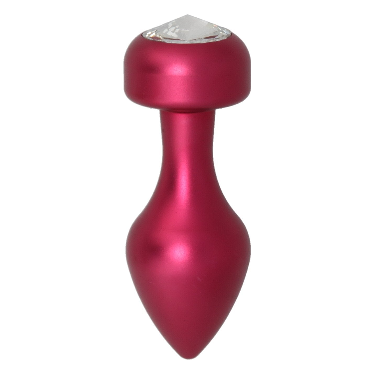 Alloy Butt Plug with Clear Jewel, Red Large