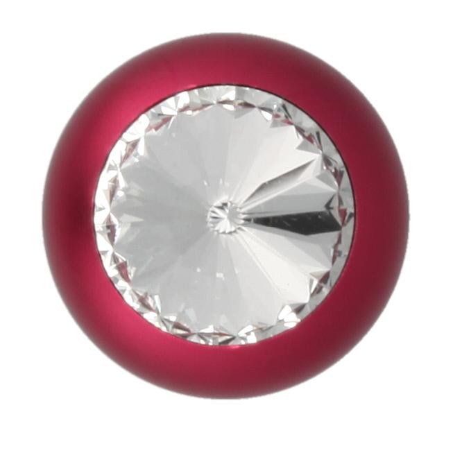 Alloy Butt Plug with Clear Jewel, Red Large