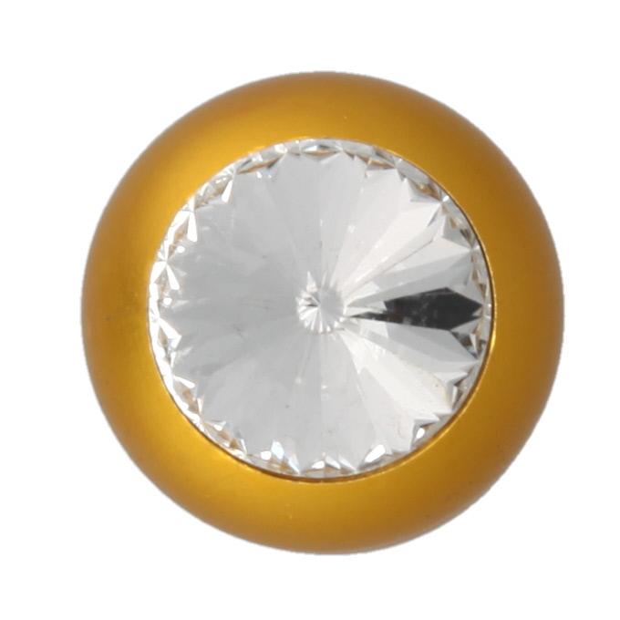 Alloy Butt Plug with Clear Jewel, Gold Large