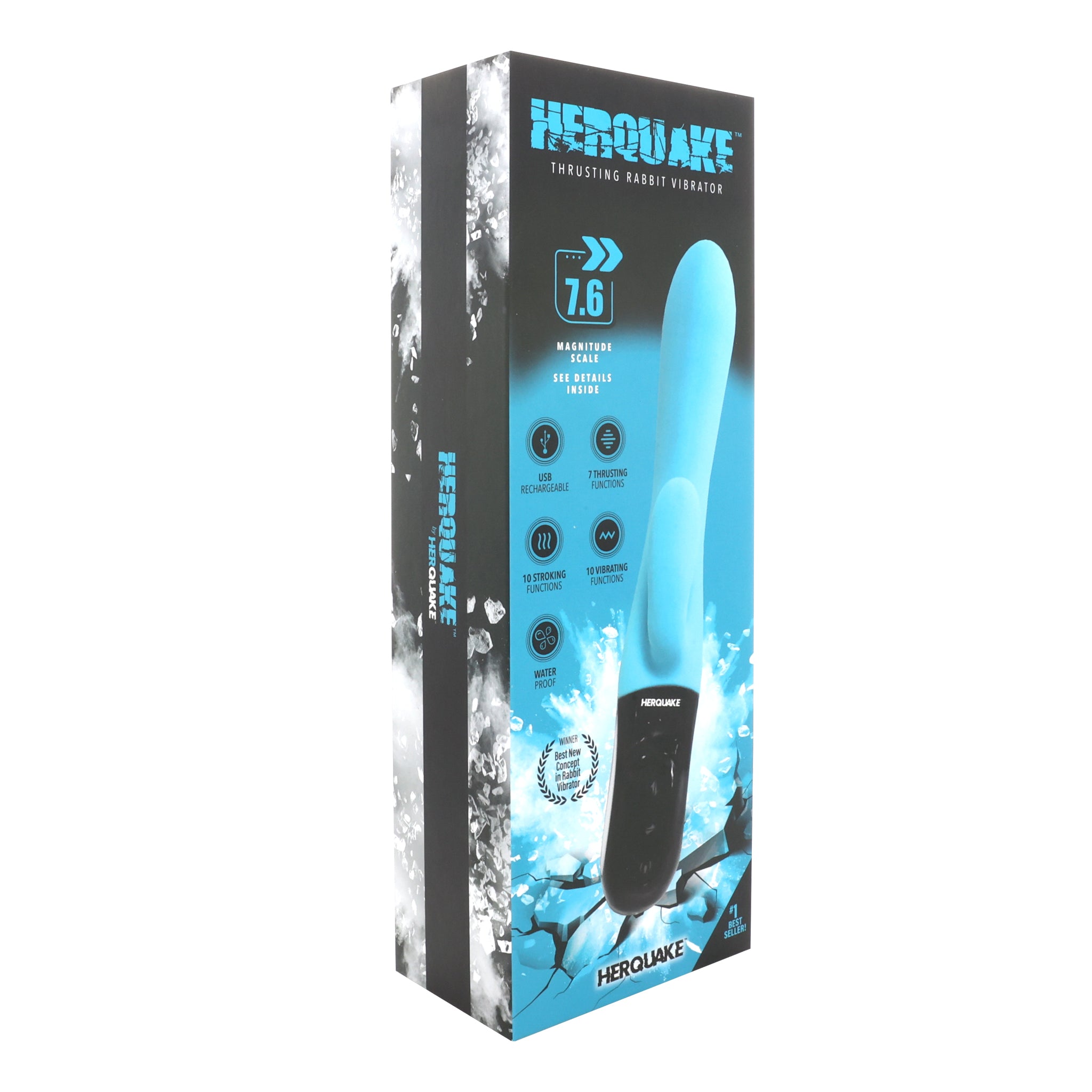 Intense Thrusting Rabbit Vibrator with Clitoral Stroker - The Herquake Sunset Novelties Intense Thrusting Rabbit Vibrator with Clitoral Stroker - The Herquake Sunset Novelties