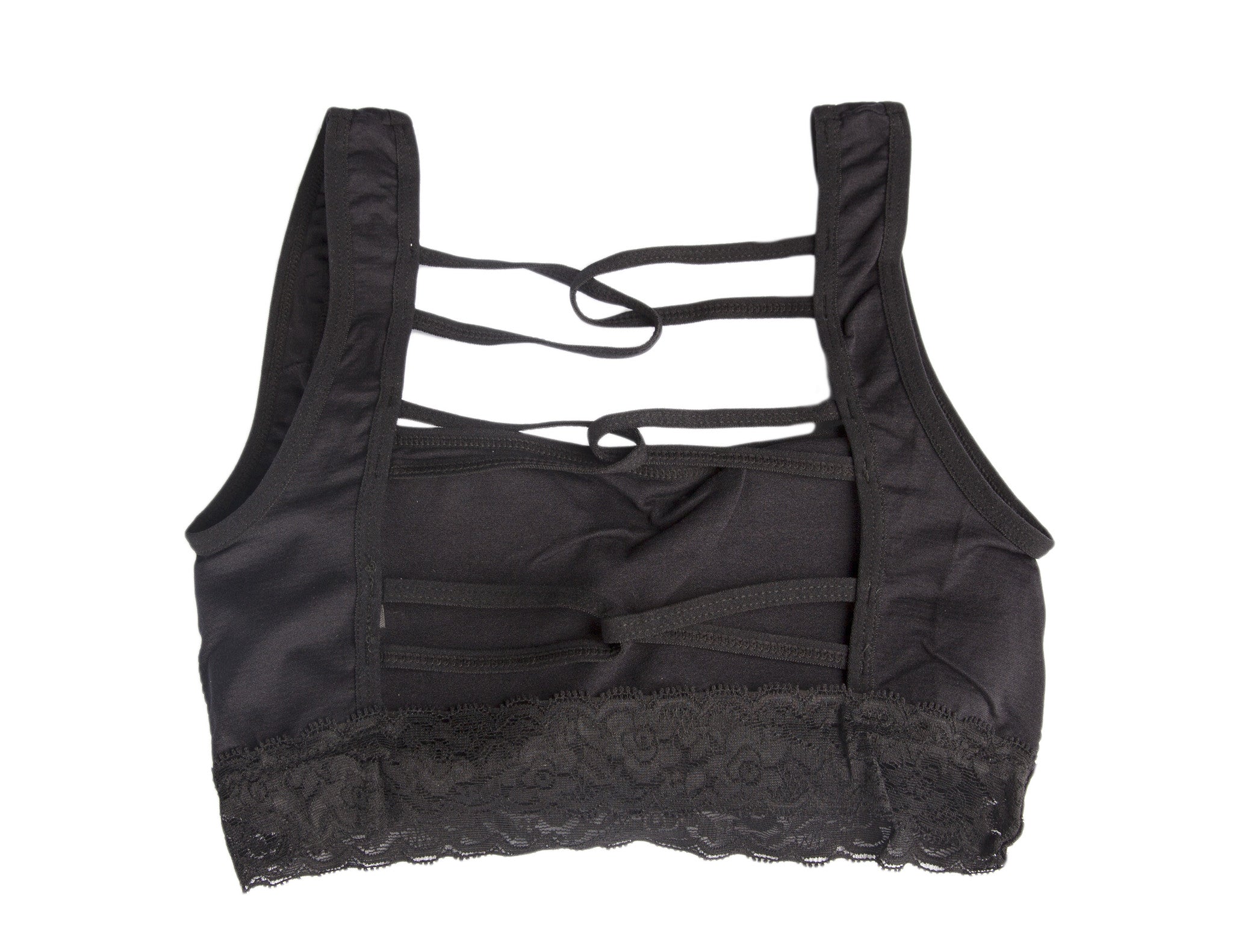 Black Seamless Open Back and Lace Sports Bra