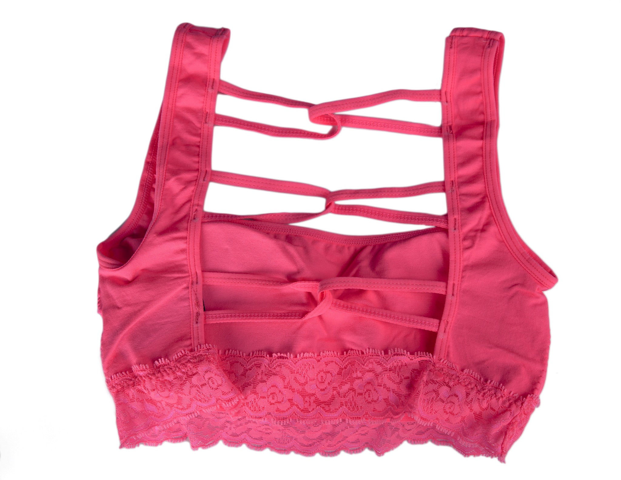 Hot Pink Seamless Open Back and Lace Sports Bra