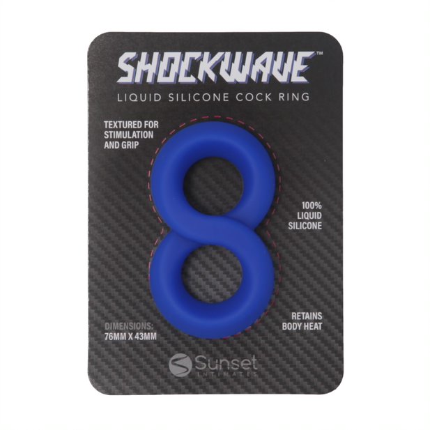 Shockwave Silicone Double Cock Ring - Blue