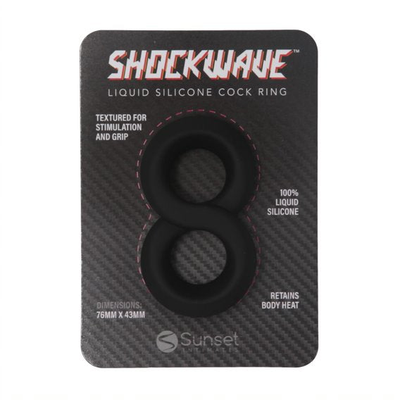 Shockwave Silicone Double Cock Ring - Black