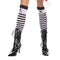 Striped Opaque Thigh Hi With Cross Bone