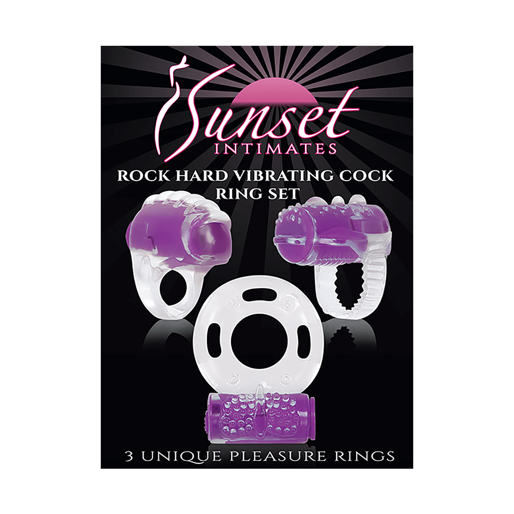 Sunset Intimates Rock Hard Vibrating Pleasure Cock Ring Trio