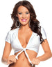 Short Sleeve Tie Front Top White
