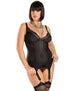 Queen Size Bustier with Hose Black - 2 Piece Lingerie Set