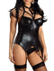 Plus Size Silver Ring Bustier with Black Hose - 3 Piece Set