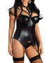Plus Size Silver Ring Bustier with Black Hose - 3 Piece Set